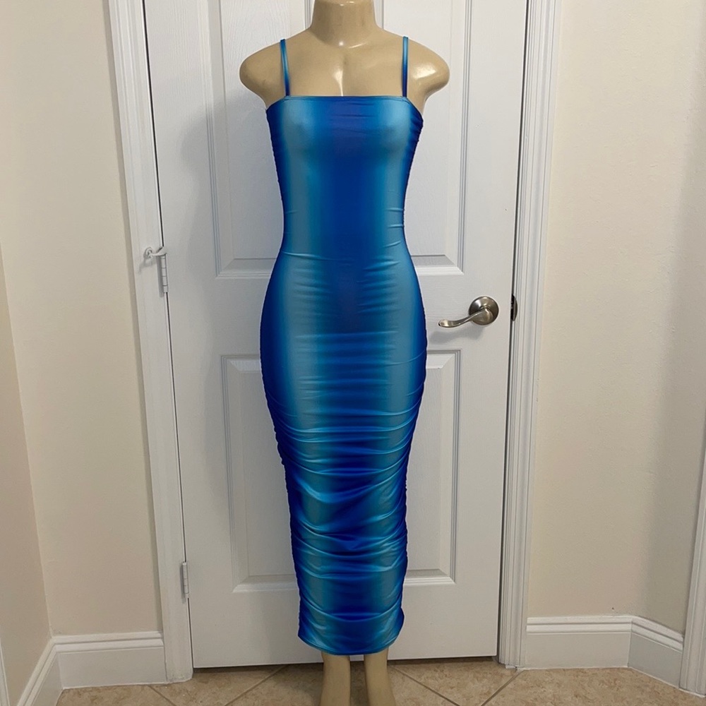 Multi Blue Fitted Dress